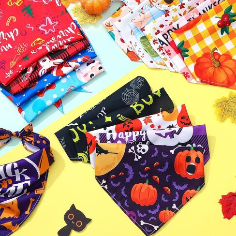 Sanwuta 30 Pcs Thanksgiving Fall Dog Bandanas Bulks Christmas Dog Triangle Scarf Dog Bibs Puppy Bandanas Pet Costume Adjustable Washable Kerchief for Small to Large Cats Dogs in Saudi Arabia
