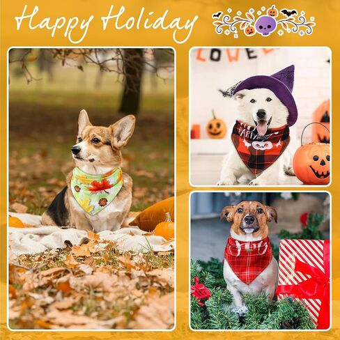 Sanwuta 30 Pcs Thanksgiving Fall Dog Bandanas Bulks Christmas Dog Triangle Scarf Dog Bibs Puppy Bandanas Pet Costume Adjustable Washable Kerchief for Small to Large Cats Dogs in Saudi Arabia