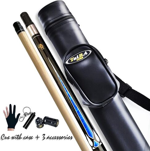 Tai ba cues 2-Piece Pool cue Stick + Hard Case, 13mm Tip, 58", Hardwood Canadian Maple Professional Billiard Pool Cue Stick 18,19,20,21,22 Oz Pool Stick (Selectable)-Blue, Black, Red, Gray, Green in Kuwait