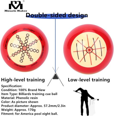 ميراكل ميكر كرات البلياردو الكرة تمرين كيو الكرة 2 1/4 "قطر لملحقات البلياردو المبتدئين in Kuwait