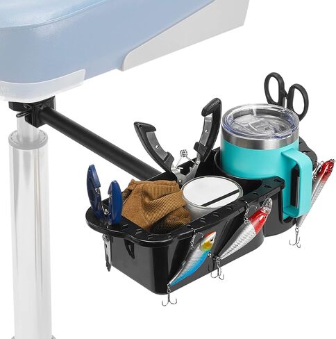 كيميموتو منظم تخزين لحمل اكواب القارب، منظم مقعد بحري لقارب الصيد، علبة تخزين لمقعد القارب تناسب قضيب دائري 1.5 انش - 2 انش، اسود، قطعة واحدة in Kuwait