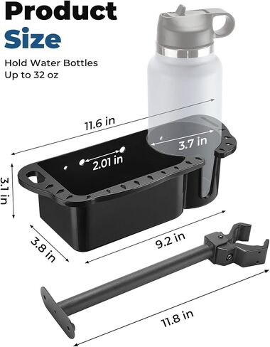 كيميموتو منظم تخزين لحمل اكواب القارب، منظم مقعد بحري لقارب الصيد، علبة تخزين لمقعد القارب تناسب قضيب دائري 1.5 انش - 2 انش، اسود، قطعة واحدة in Kuwait