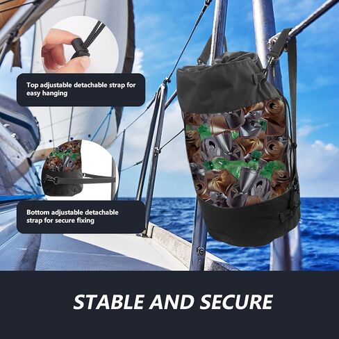 اكياس قمامة للقارب من فاني ويل، عبوة من 2 اكياس قمامة شبكية دائرية متوسطة الحجم، حاوية قمامة لقوارب الصيد البحرية، حاوية قمامة للقارب، حاوية قمامة محمولة لتخزين القارب والكاياك والصيد in Kuwait