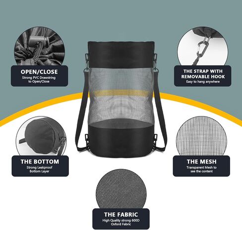 اكياس قمامة للقارب من فاني ويل، عبوة من 2 اكياس قمامة شبكية دائرية متوسطة الحجم، حاوية قمامة لقوارب الصيد البحرية، حاوية قمامة للقارب، حاوية قمامة محمولة لتخزين القارب والكاياك والصيد in Kuwait