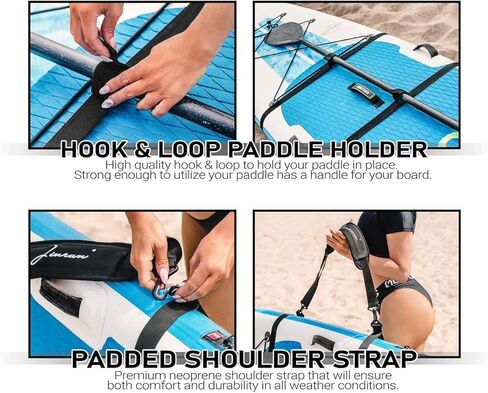 حزام حمل Jinvun Paddle Board SUP لألواح التجديف وألواح ركوب الأمواج والألواح الطويلة وزوارق الكاياك، ودعم حمل عالي التحمل قابل للتعديل، وإكسسوارات مبطنة فوق حمالة الكتف in Kuwait