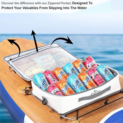 مبرد ملحقات لوح التجديف من أكوا كول - مبرد لوح التجديف - حقيبة تبريد SUP مع حزام حمل قابل للإزالة وجيبين شبكيين كبيرين بسحاب - مبرد لوح مجداف معزول منخفض in Kuwait