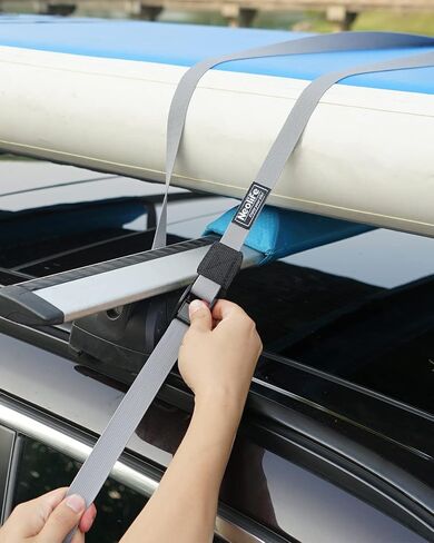 WONITAGO Rack Strap Tie Down Straps for Surfboard SUP Paddleboard Kayak Snowboard and Canoes, 15 Feet (Pair), Black/Yellow/Gray in Kuwait