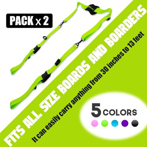 حامل لوح التجديف قطعة واحدة/قطعتين من Rosefray، حزام حمل لوح التجديف SUP - ملحقات حمل اللوح الطويل والزورق والكاياك مع حمالة كتف مبطنة، أسود/أخضر/أزرق/وردي/أرجواني in Kuwait