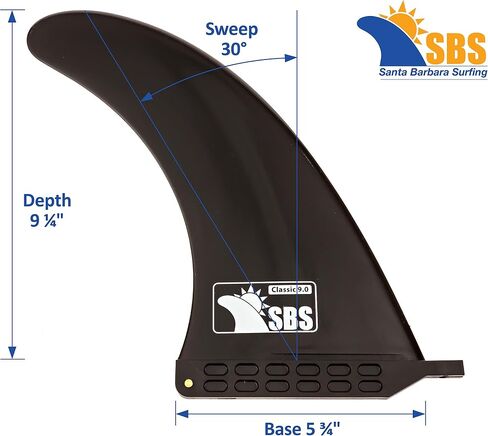 Santa Barbara Surfing SBS - 9" Longboard & SUP Single Fin - Center Fin for Surfboards & Paddleboards in Kuwait