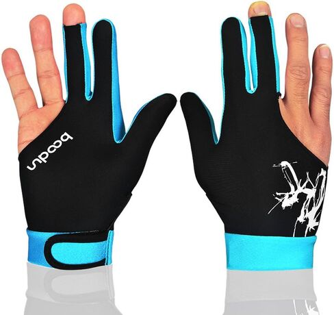 Anser M050912 Man Woman Elastic 3 Fingers Show Gloves for Billiard Shooters Carom Pool Snooker Cue Sport - Wear on The Right or Left Hand 1PCS (Sky Blue, M) in Kuwait