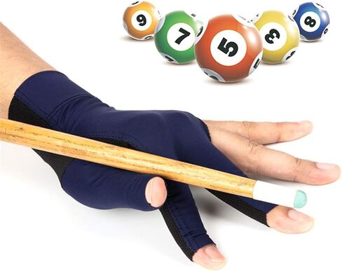 Quick-Dry Breathable Billiard Glove for Left Bridge Hand Professional 3 Fingers Lycra Stretchable Pool Cue Snooker Glove Snooker Carom Billiard Pool Cue Sport Glove Handwear Gift for Men Women Player in Kuwait
