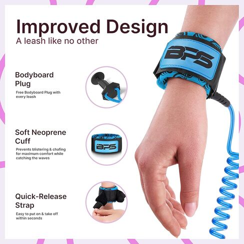 مقود BPS New Zealand 'Storm' Pro Bodyboard - مقود ملفوف على المعصم، ملفوف ممتاز مع مقود مع قابس... in Kuwait