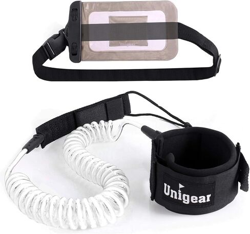 Unigear Premium SUP Leash 10' Coiled Stand Up Paddle Board Surfboard Leash Stay on Board with Waterproof Phone Case/Wallet in Kuwait