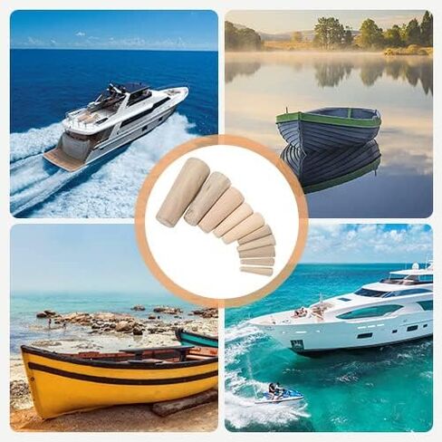 10 قطع من المقابس الخشبية المخروطية المدببة البحرية من خلال هيكل الطوارئ من الخشب الناعم، ومقابس ثقب الجيب، ومقابس خشبية من درجة الطلاء، وسدادة الصرف، مناسبة لليخوت والقوارب وقوارب الصيد in Kuwait