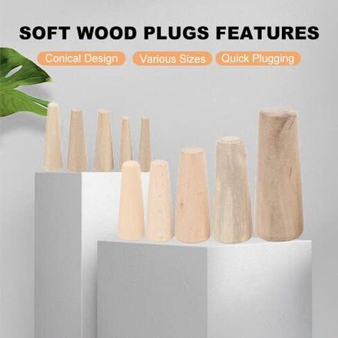 10 قطع من المقابس الخشبية المخروطية المدببة البحرية من خلال هيكل الطوارئ من الخشب الناعم، ومقابس ثقب الجيب، ومقابس خشبية من درجة الطلاء، وسدادة الصرف، مناسبة لليخوت والقوارب وقوارب الصيد in Kuwait