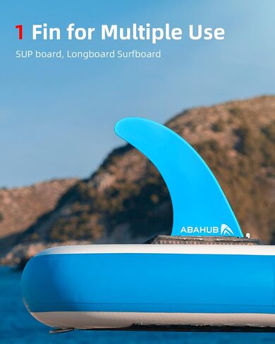 Abahub 8'' SUP Single Center Fin with 1 No Tool Fin Screw, Fiberglass Reinforeced 8 inch SUP Replacement Fins for Surfboard, Stand-up Paddle Board, Longboard, Black/Blue/White in Kuwait