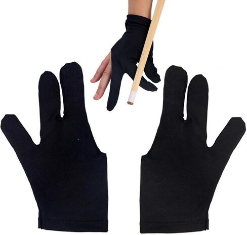 دازايج قفازات بلياردو نايلون عالمية مفتوحة لليدين اليسرى واليمنى بثلاثة اصابع مقاس واحد للنساء والرجال، مجموعة العاب داخلية من اكسسوارات البلياردو، 10 قطع، اسود in Kuwait