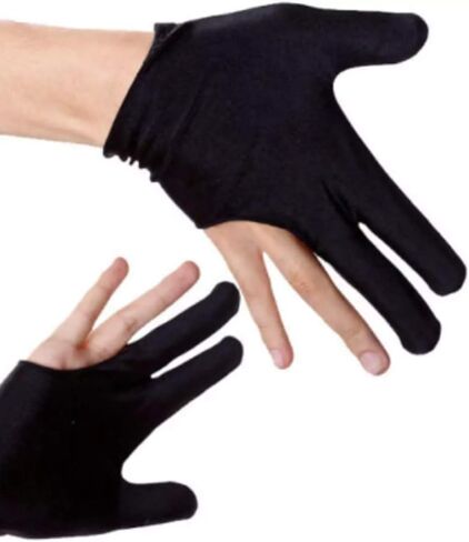 دازايج قفازات بلياردو نايلون عالمية مفتوحة لليدين اليسرى واليمنى بثلاثة اصابع مقاس واحد للنساء والرجال، مجموعة العاب داخلية من اكسسوارات البلياردو، 10 قطع، اسود in Kuwait