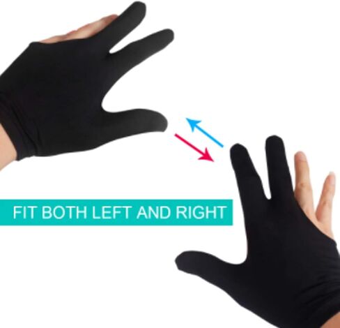 دازايج قفازات بلياردو نايلون عالمية مفتوحة لليدين اليسرى واليمنى بثلاثة اصابع مقاس واحد للنساء والرجال، مجموعة العاب داخلية من اكسسوارات البلياردو، 10 قطع، اسود in Kuwait