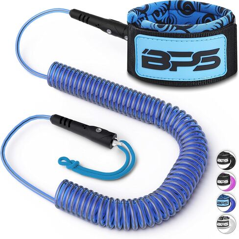 BPS New Zealand 'Storm' Ultralite Premium Surfboard Leash - 10ft Coiled Legrope Strap Surf Board Leashes - Stand Up Paddle Board in Kuwait