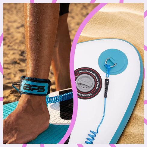 BPS New Zealand 'Storm' Ultralite Premium Surfboard Leash - 10ft Coiled Legrope Strap Surf Board Leashes - Stand Up Paddle Board in Kuwait