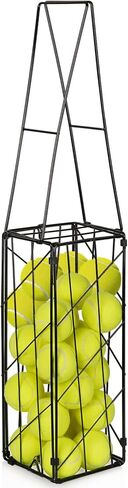 Exttlliy Tennis Ball Hopper Foldable Tennis Ball Basket Portable Pickleball Hopper Picker Upper Caddy Metal Pickleball Ball Retriever Holder with Handle for Easy Pickup in Kuwait