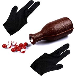 OESS Billiard Shaker Pool Snooker Table Games Kelly Pool Shaker Bottle with Red and White Tally Peas/Balls,and 2pcs Three-Fingers Billiard Gloves in Kuwait
