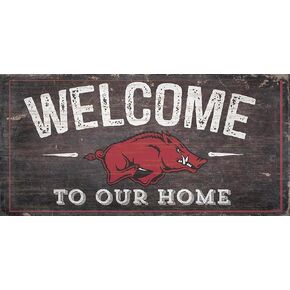 NCAA Arkansas 12" x 6" Distressed Welcome to Our Home Wood Sign in Saudi Arabia
