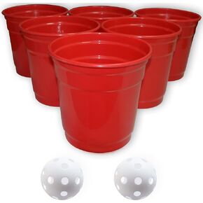 Large Giant Yard Pong Outdoor Game Set with 6 Buckets9'',2 Balls,1 Mesh Bag,Bucket Toss Pong Set Cup Pong Throwing Game for Family,Party,Wedding,Events,Campling,Lawn,Indoor,Outdoor