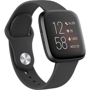 أحزمة سيليكون AK متوافقة مع Fitbit Versa 2 / Fitbit Versa/Versa Lite/Versa SE Bands للنساء والرجال، أساور معصم رياضية بديلة كلاسيكية ناعمة لساعة Fitbit Versa 2 الذكية (أسود) in Kuwait