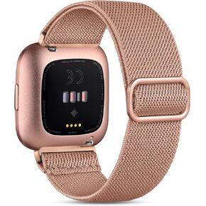 Witzon Compatible with Fitbit Versa/Versa Lite/Versa 2 Bands for Women Men, Adjustable Strechy Solo Loop Replacement Wristband Elastic Bands for Versa 2 Smart Watch, Army Green