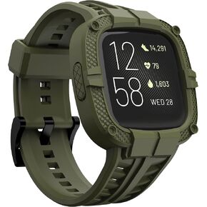 سوار GELISHI متوافق مع Fitbit Versa 2 مع حافظة، وحزام واقٍ وأساور معصم رياضية متينة للرجال والنساء - شفاف in Kuwait
