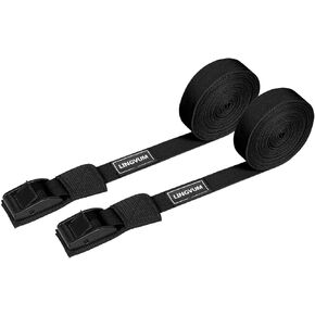 LINGVUM Tie Down Cam Straps for Kayak، لوح ركوب الأمواج، لوح SUP، الزورق، أشرطة حامل سقف البضائع 15 قدم (زوج)، أسود / أزرق / أحمر