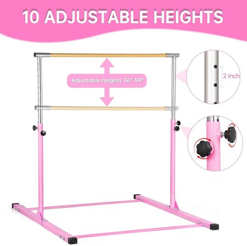 شريط الجمباز SHIWEI، شريط كيب للجمباز لارتفاع 3 إلى 5 بوصات قابل للتعديل، شريط أفقي للأطفال من سن 3 إلى 12 عامًا لتدريب الجمباز in Kuwait