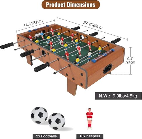 RedSwing Tabletop 20"/27"/49" Foosball Table, Wooden Mini Football Table Game for Kids Adults, Portable Indoor Table Top Soccer Set, Easy to Assemble in Kuwait