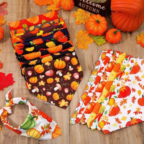 20 قطعة من عصابات الكلاب الخريفية السائبة لعيد الهالوين وعيد الشكر وعصابات الكلاب على شكل قرع تركيا مثلثة ومرايل قابلة للتعديل وشاح للحيوانات الأليفة ومنديل للعطلات للكلاب الصغيرة والمتوسطة والكبيرة والبنات الصبية (نمط اليقطين) in Kuwait