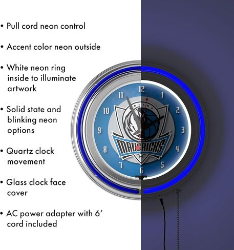Dallas Mavericks NBA Chrome Double Ring Neon Clock in Saudi Arabia