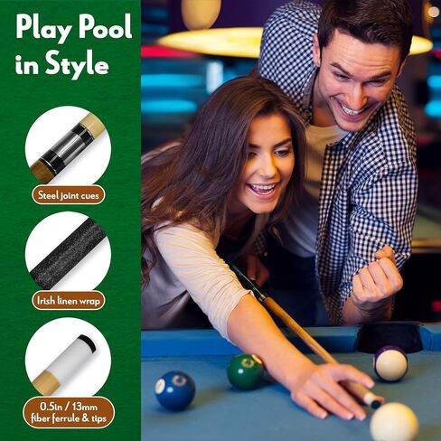 مجموعة عصا البلياردو ISZY المكونة من 4 قطع. قطعتان من العصي المصنوعة من الخشب الصلب وخشب القيقب الكندي في 4 ملحقات بلياردو in Kuwait