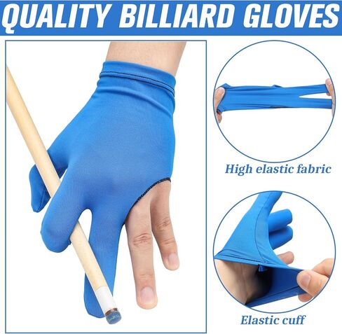 Libima 60 Pcs Billiard Pool Gloves 3 Fingers Billiard Gloves Left and Right Hand Billiard Gloves Universal Cue Sports Gloves for Women Men Billiard Shooters Accessories in Kuwait