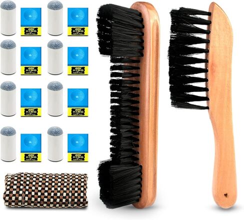 جوتيدا مجموعة فرش طاولة البلياردو مكونة من 5 قطع، ادوات تنظيف فرشاة طاولة البلياردو مع 8 مكعبات طباشير من القماش و8 رؤوس عصا بلياردو سهلة الارتداء لمجموعة خشبية من ملحقات البلياردو in Kuwait