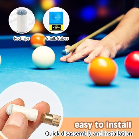 جوتيدا مجموعة فرش طاولة البلياردو مكونة من 5 قطع، ادوات تنظيف فرشاة طاولة البلياردو مع 8 مكعبات طباشير من القماش و8 رؤوس عصا بلياردو سهلة الارتداء لمجموعة خشبية من ملحقات البلياردو in Kuwait