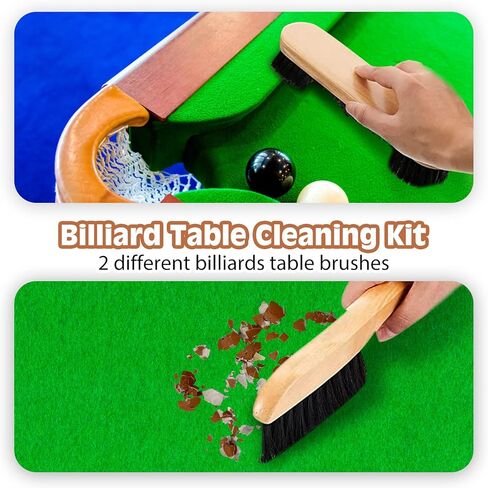 جوتيدا مجموعة فرش طاولة البلياردو مكونة من 5 قطع، ادوات تنظيف فرشاة طاولة البلياردو مع 8 مكعبات طباشير من القماش و8 رؤوس عصا بلياردو سهلة الارتداء لمجموعة خشبية من ملحقات البلياردو in Kuwait