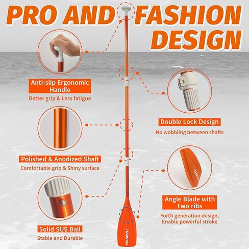 Paddle Board Paddle Detachable, Stand Up Paddle for Adults with Double Locks, Kayak Paddle Adjustable with Glass Fiber Blade, Floating Paddle Board Oar with Lightweight in Kuwait