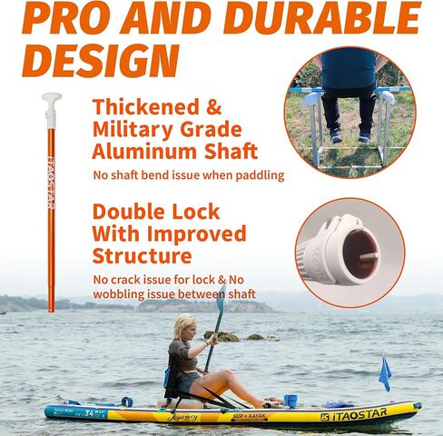 Paddle Board Paddle Detachable, Stand Up Paddle for Adults with Double Locks, Kayak Paddle Adjustable with Glass Fiber Blade, Floating Paddle Board Oar with Lightweight in Kuwait