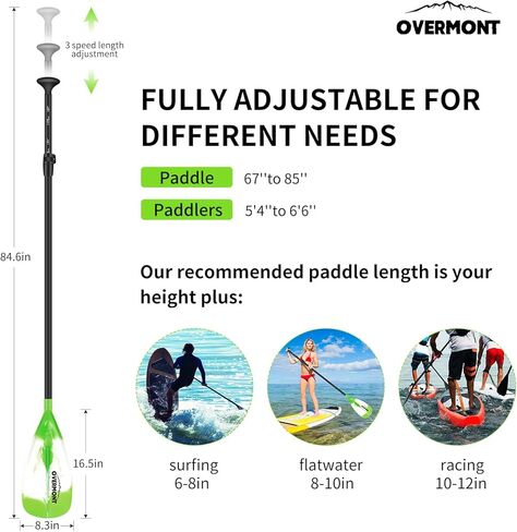 Overmont Aluminum Alloy SUP Paddle - 3 Piece Adjustable Stand Up Paddleboard in Kuwait