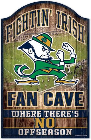 Wincraft NCAA Notre Dame Fighting Irish Fan Cave Design Wood Sign, 11"x17", Team Color in Saudi Arabia