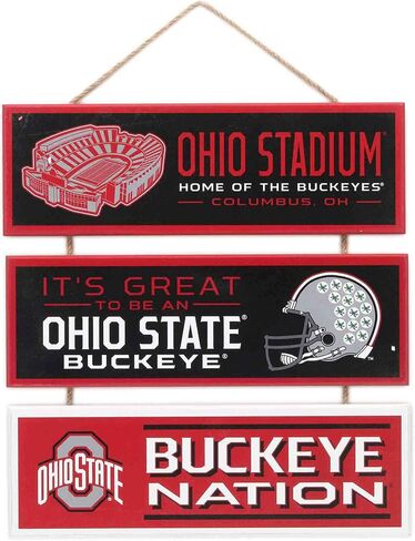ديكور حائط خشبي مرتبط بجامعة ولاية أوهايو - علامة استاد كرة القدم Buckeyes العتيقة لكهف الرجل أو غرفة النوم in Kuwait