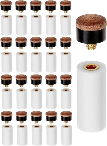 Kenkio 40 Pieces 12mm Cue Tips Pool Billiard Cues Tips Replacement with Pool Cue Stick Ferrules for Snooker in Kuwait