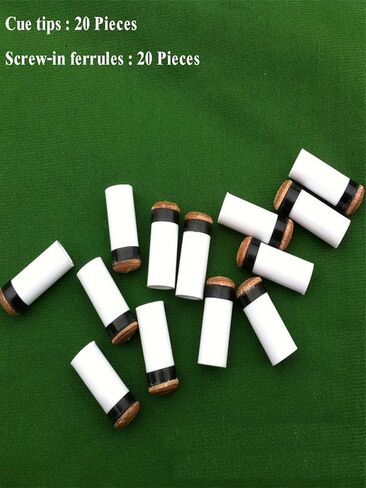 Kenkio 40 Pieces 12mm Cue Tips Pool Billiard Cues Tips Replacement with Pool Cue Stick Ferrules for Snooker in Kuwait