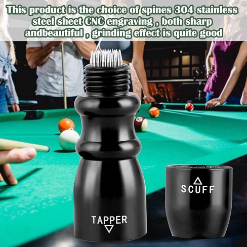 Thinp Pool Cue Tip Shaper, Pool Cue Accessories 3 in 1 Billiard Cue Stick Tip Tool Shaper/Scuffer/Aerator Billiards Accessories Stainless Steel Cue Tip Shaper Pool Stick Accessories (Black) in Saudi Arabia